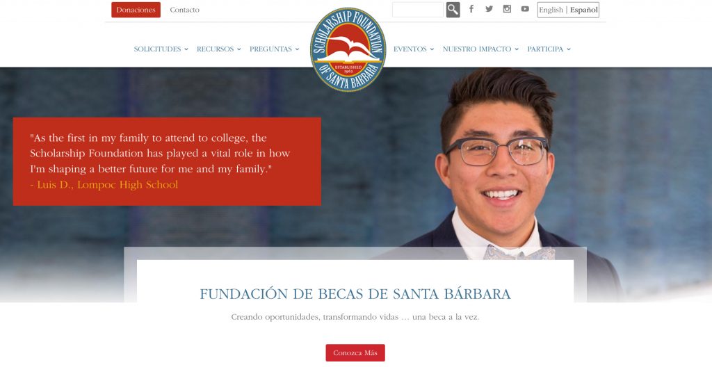 Website Screen Shot Spanish